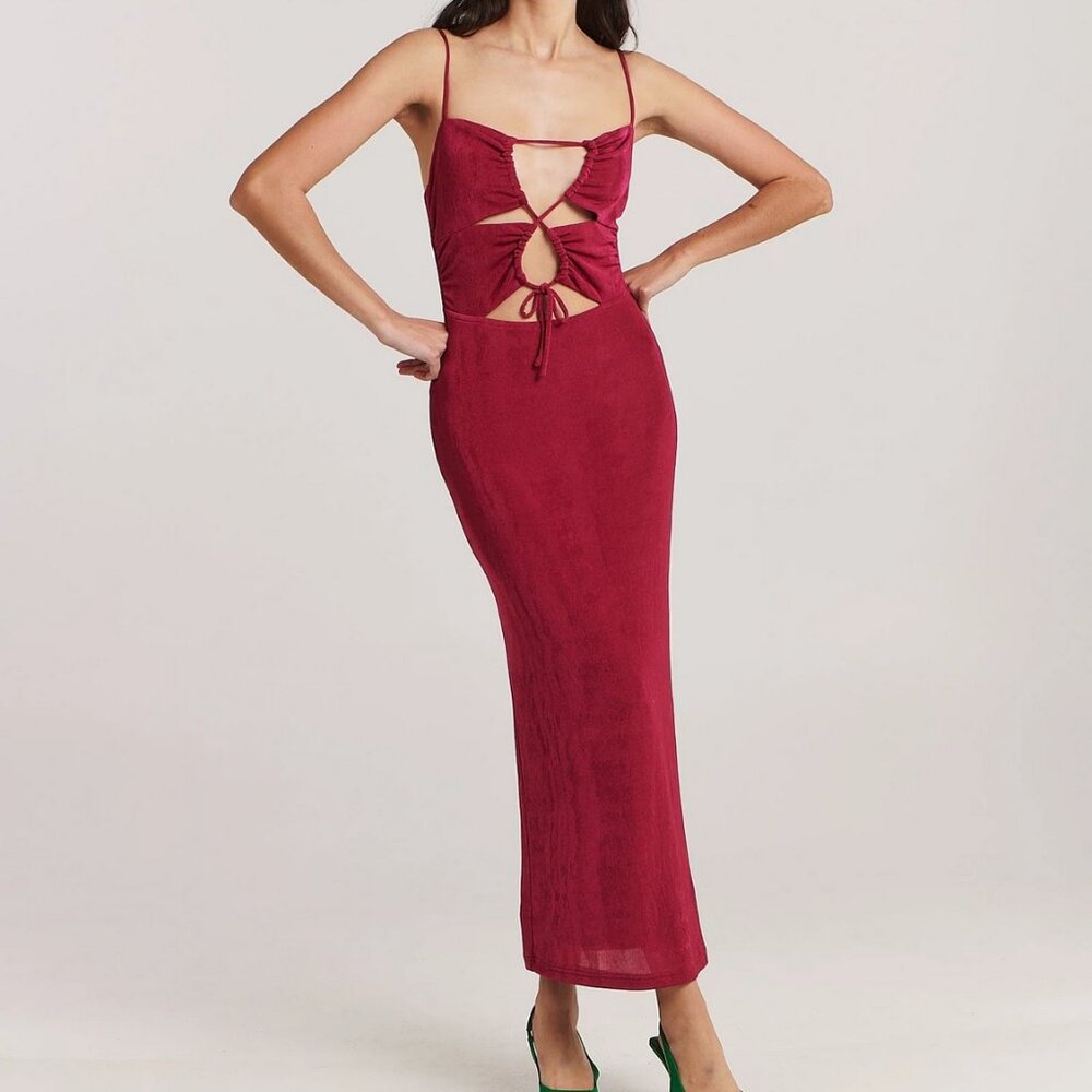 Anthropologie Charlie Holiday Mason Midi Dress NWT Magenta Size XL
